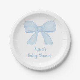 Plato De Papel Baby Shower Coquette Blue Bow