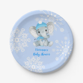 Plato De Papel Baby Shower, cumpleaños, placa azul para elefantes