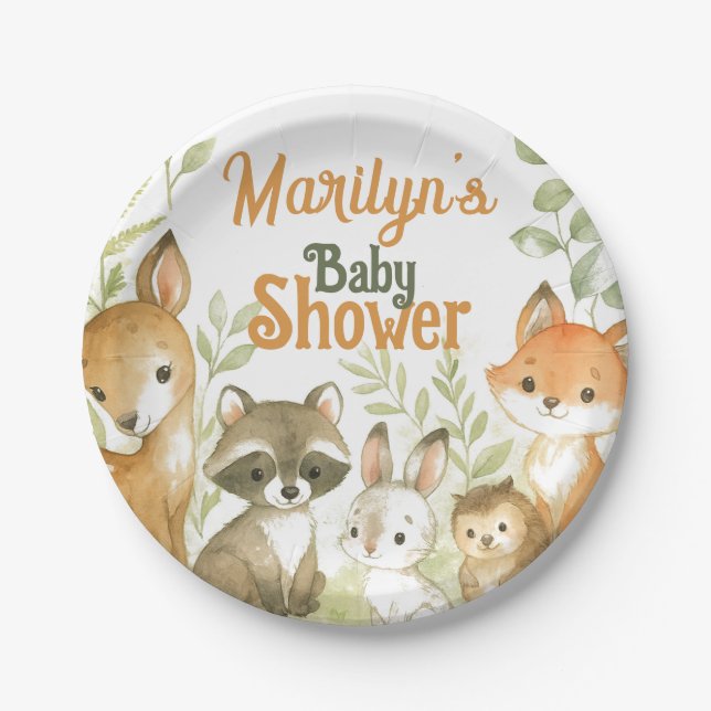 Plato De Papel Baby Shower Cute Baby Animals (Anverso)