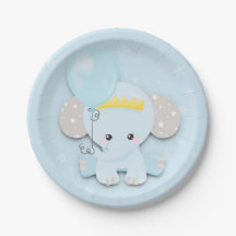 Baby Shower Cute Elephant Blue Stars Boy
