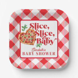 Plato De Papel Baby Shower Cute Moderno Red Slice Slice