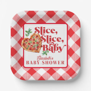 Plato De Papel Baby Shower Cute Moderno Red Slice Slice