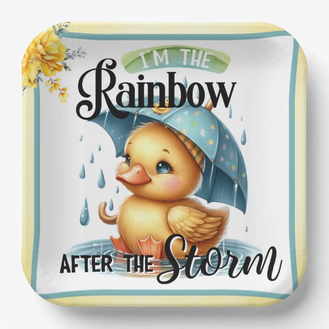 Plato De Papel Baby Shower Cute Rubber Duck (Anverso)