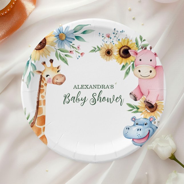 Plato De Papel Baby Shower Cute Safari Animal Greeneration (Subido por el creador)