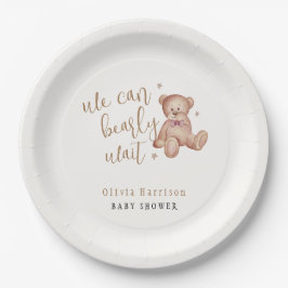 Plato De Papel Baby Shower Cute Simple Teddy Bear