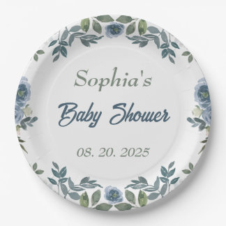 Plato De Papel Baby Shower de agua de primavera