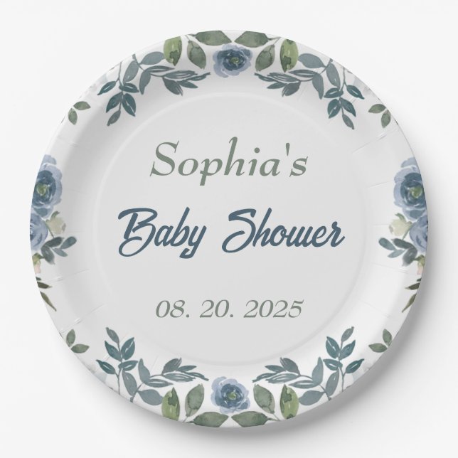Plato De Papel Baby Shower de agua de primavera (Anverso)