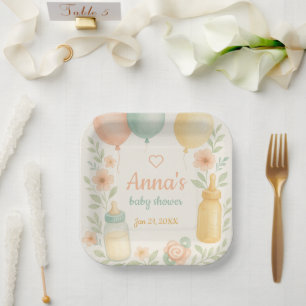 Plato De Papel Baby Shower de agua suave
