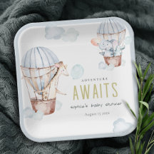 Baby Shower de animales azulados de globo aerostát