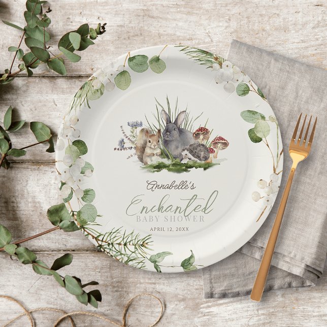 Plato De Papel Baby Shower de animales boscosos encantados (Subido por el creador)