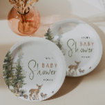 Plato De Papel Baby Shower de animales de bosque forestal<br><div class="desc">Presentamos nuestros animales silvestres de la selva para bebé chapas de papel, perfecto para una celebración tierna y caprichosa! Con un tema de la historia del bosque acuático con adorables criaturas como zorro, conejito y ciervo, es ideal para una ducha de género neutro. Este diseño de inspiración bohemia ofrece un...</div>
