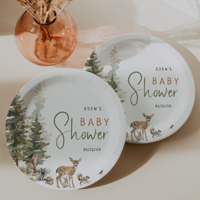 Plato De Papel Baby Shower de animales de bosque forestal (Subido por el creador)
