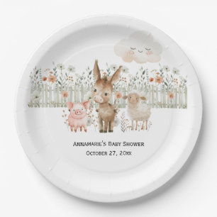 Plato De Papel Baby Shower de animales de granja