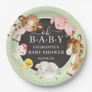 Plato De Papel Baby Shower de animales de granja