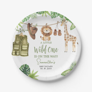 Plato De Papel Baby Shower de animales de la jungla de safari tro