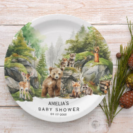 Plato De Papel Baby Shower de animales de la selva acuática rusa