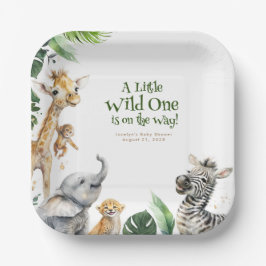 Plato De Papel Baby Shower de animales de Safari de la jungla