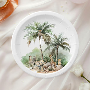Plato De Papel Baby Shower de animales de Safari de la jungla