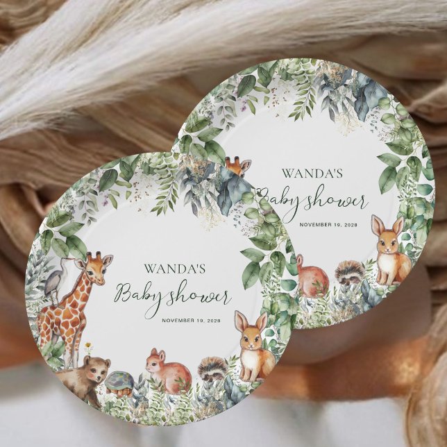 Plato De Papel Baby Shower de Animales de Woodland caprichosos (Subido por el creador)