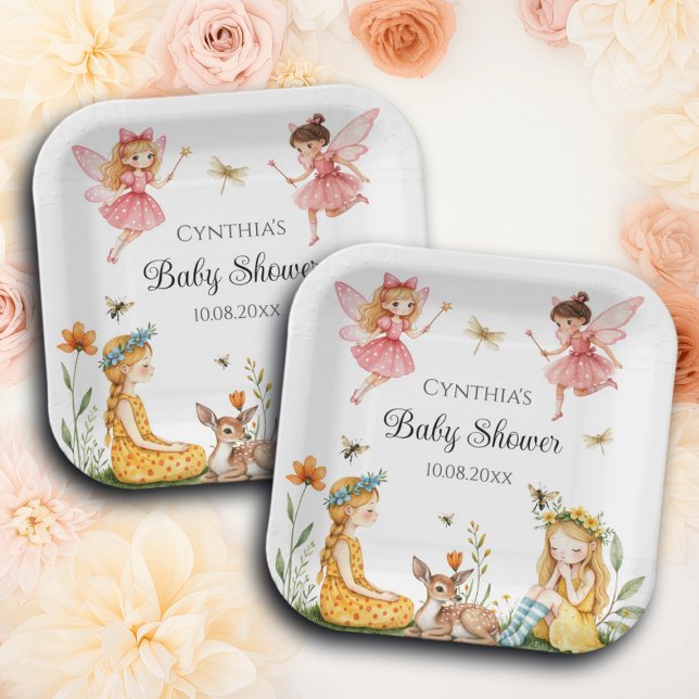 Plato De Papel Baby Shower de animales de Woodland con encanto (Subido por el creador)