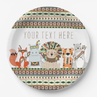 Plato De Papel Baby Shower de animales tribales