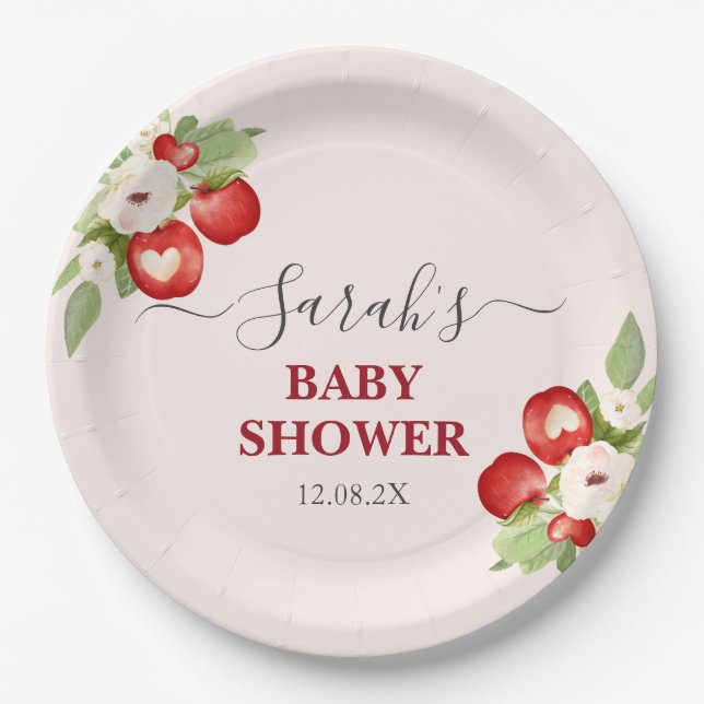 Plato De Papel Baby Shower de Apple of Our Eye (Anverso)
