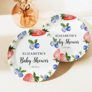 Plato De Papel Baby Shower de arándanos y fresas