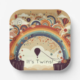 Plato De Papel Baby Shower de arcoiris múltiple