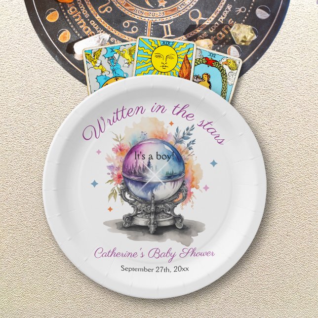 Plato De Papel Baby Shower de astrología de crystal Ball (Subido por el creador)