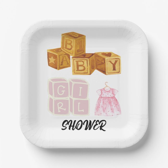 Plato De Papel Baby Shower de Baby Girl (Anverso)