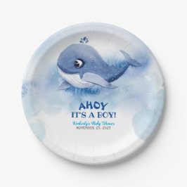 Plato De Papel Baby Shower de ballenas