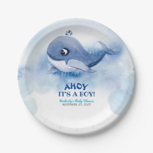 Plato De Papel Baby Shower de ballenas