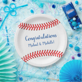 Plato De Papel Baby Shower de béisbol pequeño