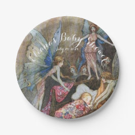 Plato De Papel Baby Shower de Bendición para Bebés de Hadas Rosad