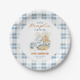 Plato De Papel Baby Shower de Blue A Little Pumpkin Truck Boy