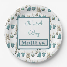 Plato De Papel Baby Shower de Blue Boy Clothesline