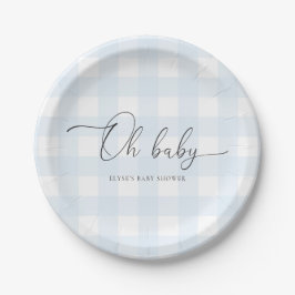 Plato De Papel Baby Shower de Blue Gingham