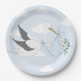 Plato De Papel Baby Shower de Blue Stork