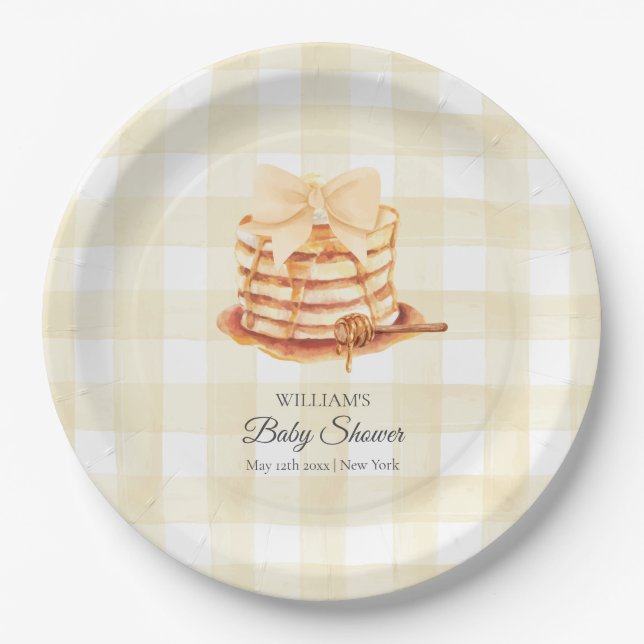 Plato De Papel Baby Shower de brunch de bronce de tortizo amarill (Anverso)