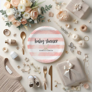 Plato De Papel Baby Shower de Bunny color de color blanco rosado