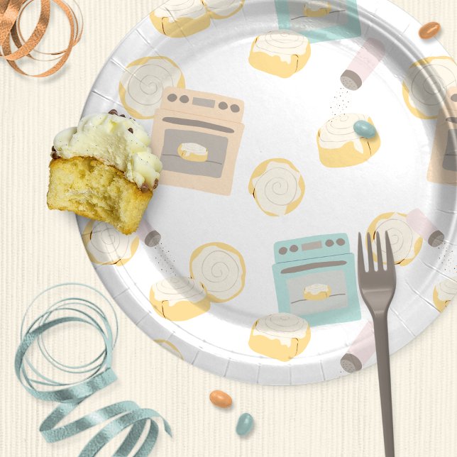 Plato De Papel Baby Shower de Buns in Ovens (Buns in ovens patterned baby shower plate)