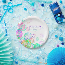 Plato De Papel Baby Shower de burbujas de jabón arco iris