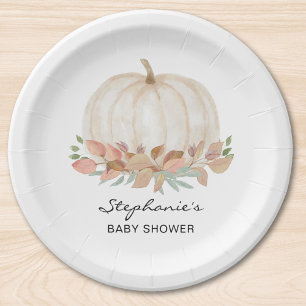Plato De Papel Baby Shower de caída de calabaza