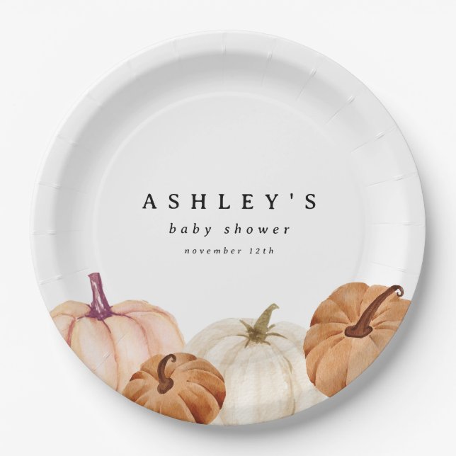 Plato De Papel Baby Shower de calabaza (Anverso)