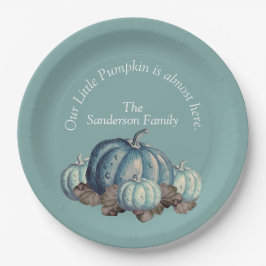 Plato De Papel Baby Shower de Calabaza Azul