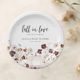 Plato De Papel Baby Shower de Calabaza Bohemio de Flor Silvestre 