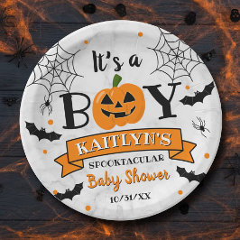 Plato De Papel Baby Shower de calabaza de calabaza de Halloween "
