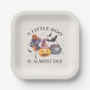 Plato De Papel Baby Shower de calabaza de Halloween