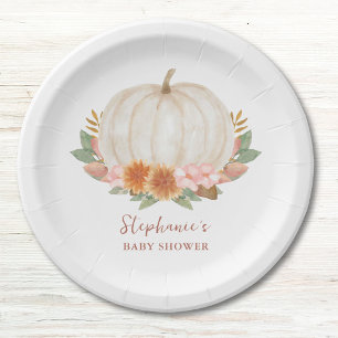 Plato De Papel Baby Shower de calabaza floral