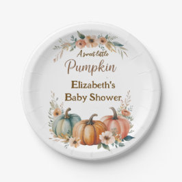 Plato De Papel Baby Shower de calabaza personalizado